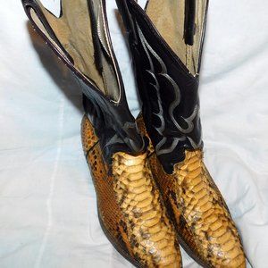 Python Snakeskin Cowboy Boots Size 9 Abilene Brown Excellent Pre-Owned Condition